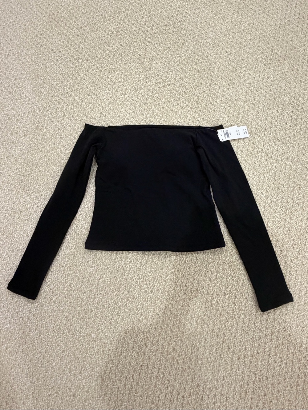 Abercrombie & Fitch Black Off-Shoulder Long Sleeve Top